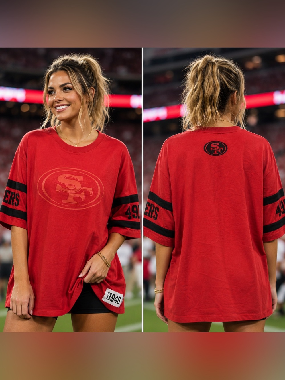 🆕 The Wild Collective San Francisco 49ers Oversized Jersey Tee 2XL NWOT